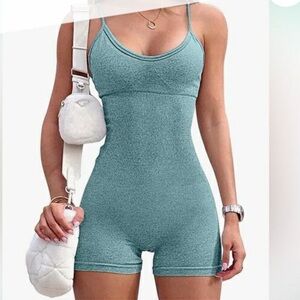 Thick but comfy gym fitness romper short jumpsuit  adjustable stripes shaper